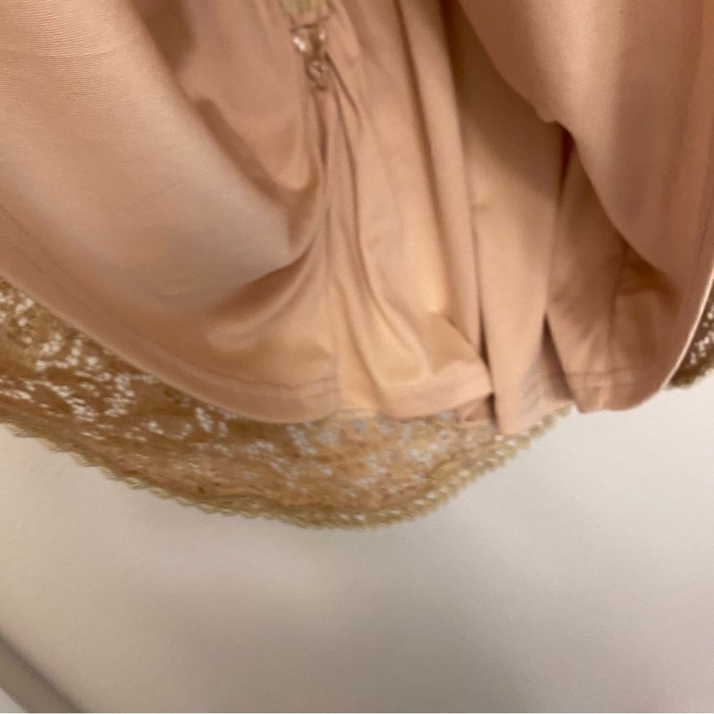 C. Luce Gold champagne all over Sequins formal Dress v neck cap sleeve NYE L - Picture 9 of 15